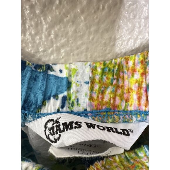 Jams World Size L Cropped Pants Tribal Reef Multicolored Pull On Elastic Waist - Picture 2 of 11